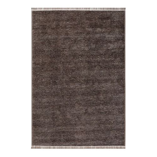 Tapis Avec Franges Lavable En Machine Antidérapant Uni Diamila Marron 80x300