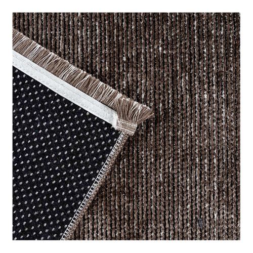 Tapis Avec Franges Lavable En Machine Antidérapant Uni Diamila Marron 80x300