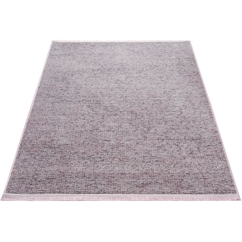 Tapis Avec Franges Lavable En Machine Antidérapant Uni Diamila Rose 80x300