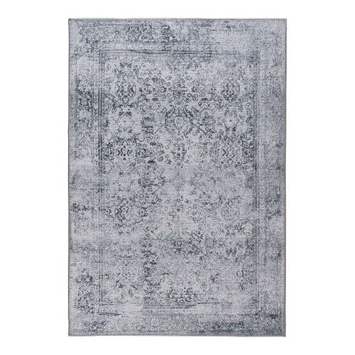 Tapis Gris Vintage Plat Rectangle Rayé Amir Gris 120x170