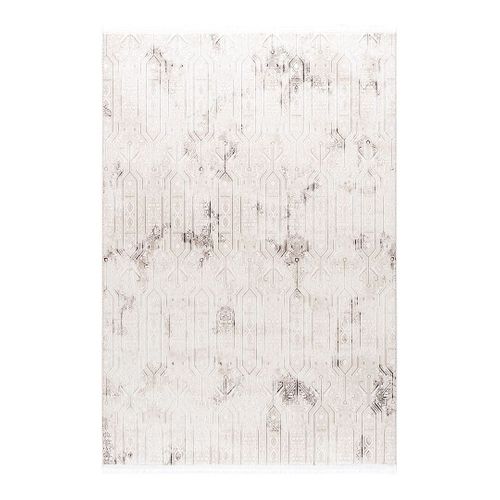 Tapis Design Avec Franges Ethnique Doux Cleo Beige 80x300