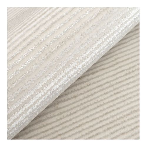 Tapis Moderne Doux Rayé Avec Franges Lars Crème 80x300