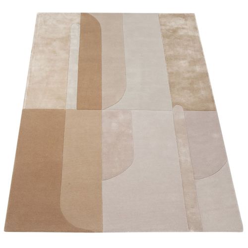 Tapis Laine Et Viscose Tufté Main Moderne Carmen Beige 200x300