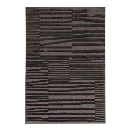 Tapis Moderne Laine Et Viscose Effet 3d Abstrait Indiana Anthracite 200x290