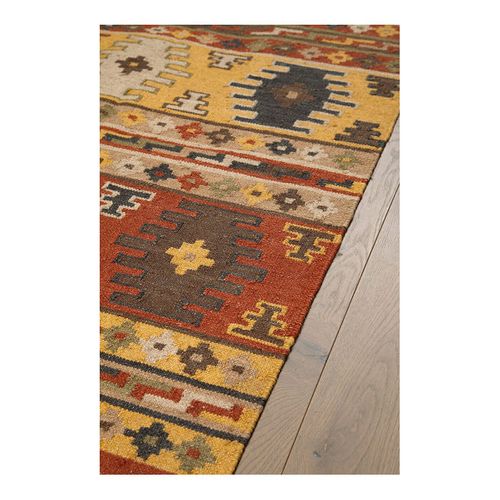 Tapis Kilim Laine Et Coton Plat Avec Franges Bangui Multicolore 200x300
