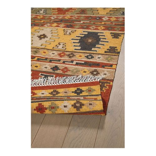 Tapis Kilim Laine Et Coton Plat Avec Franges Bangui Multicolore 200x300