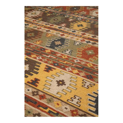 Tapis Kilim Laine Et Coton Plat Avec Franges Bangui Multicolore 200x300