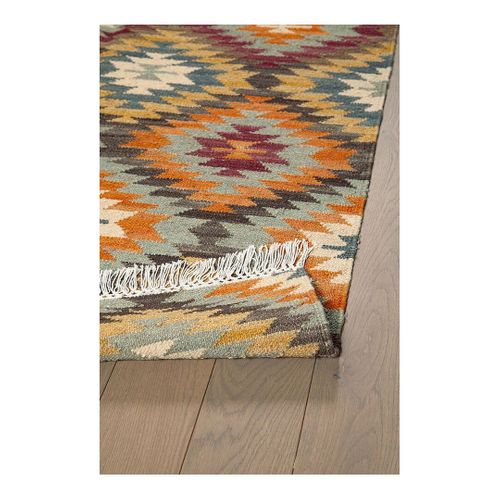Tapis Kilim Plat Laine Et Coton Avec Franges Bamako Multicolore 200x300