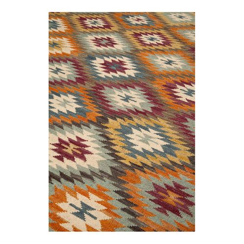Tapis Kilim Plat Laine Et Coton Avec Franges Bamako Multicolore 200x300