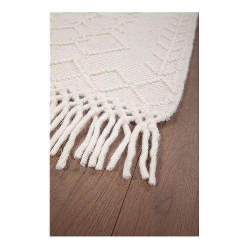 Tapis Berbère Plat Ethnique Laine Et Coton Rica Crème 60x120