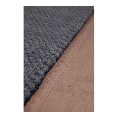 Tapis Noué Main Uni Moderne Rectangle Riga Charbon 160x230