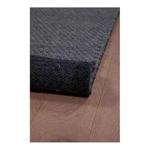 Tapis Noué Main Uni Moderne Rectangle Riga Charbon 160x230
