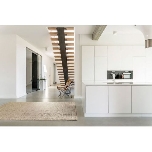 Tapis Laine Et Viscose Moderne Rayé Soan Ivoire 280x380