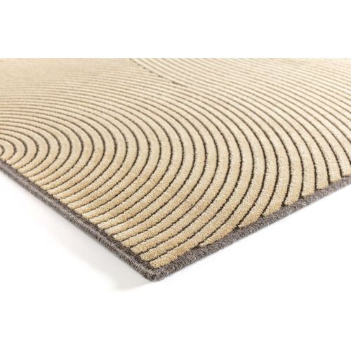 Tapis Moderne Laine Et Viscose Courbe Native Doré 160x230