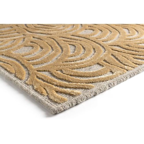 Tapis Laine Et Viscose Moderne Courbe Moda Doré 160x230