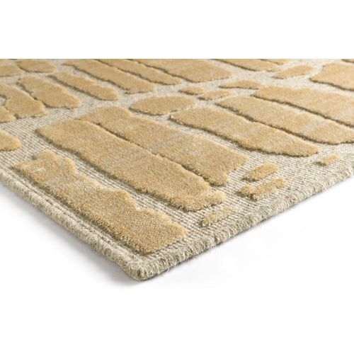 Tapis Viscose Et Laine Moderne Rayé Lyz Doré 240x340