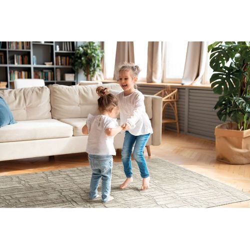 Tapis Viscose Et Laine Moderne Rayé Lyz Beige 280x380