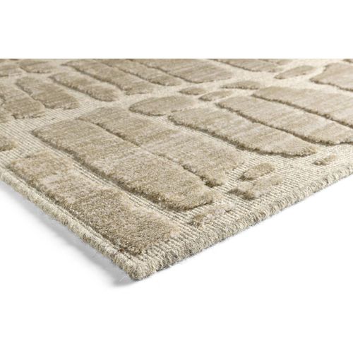 Tapis Viscose Et Laine Moderne Rayé Lyz Beige 280x380