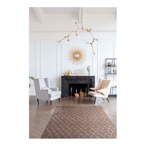 Tapis Scandinave Laine Et Viscose Géométrique Boubou Rouge 280x380