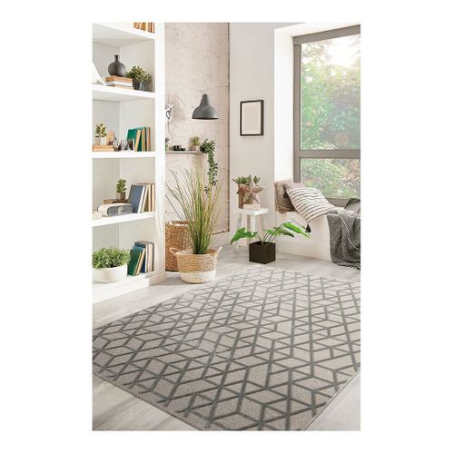 Tapis Scandinave Laine Et Viscose Géométrique Boubou Gris 280x380