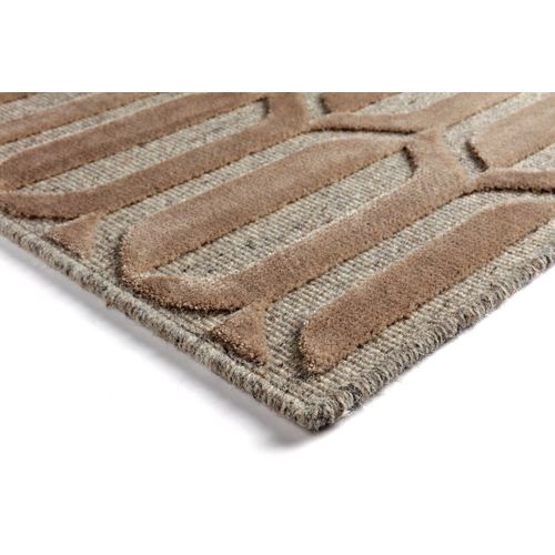 Tapis Graphique Laine Et Viscose Scandinave Modernina Beige 240x340