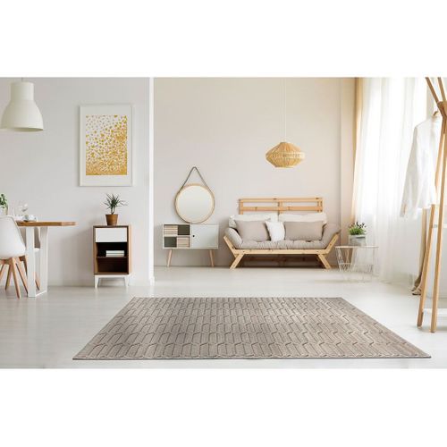 Tapis Graphique Laine Et Viscose Scandinave Modernina Gris 280x380