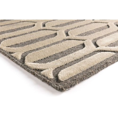 Tapis Graphique Laine Et Viscose Scandinave Modernina Gris 280x380