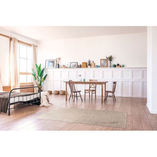 Tapis Vintage Laine Et Viscose Rayé Smooth Beige 200x290