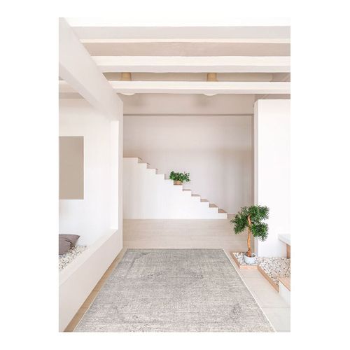 Tapis Vintage Laine Et Viscose Rayé Smooth Gris 200x290