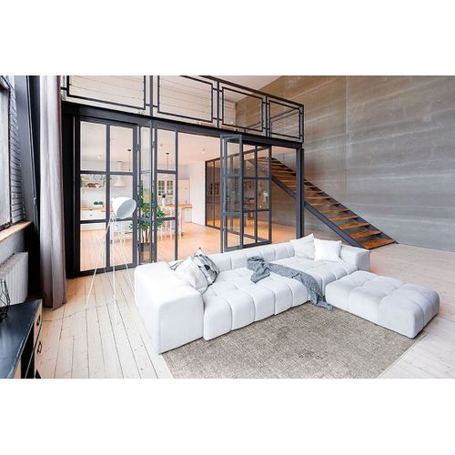 Tapis Vintage Laine Et Viscose Rayé Smooth Argenté 280x380