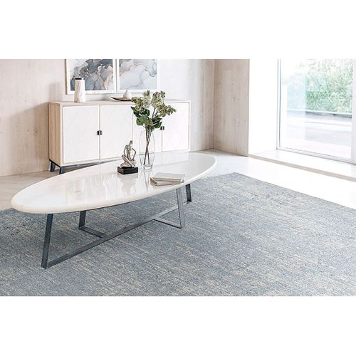 Tapis Viscose Et Laine Vintage Rayé Justine Bleu 280x380