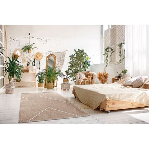 Tapis Berbère Avec Franges Ethnique Laine Et Viscose Kabyle Bronze 240x340