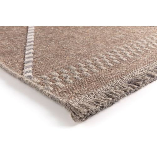 Tapis Berbère Avec Franges Ethnique Laine Et Viscose Kabyle Bronze 240x340