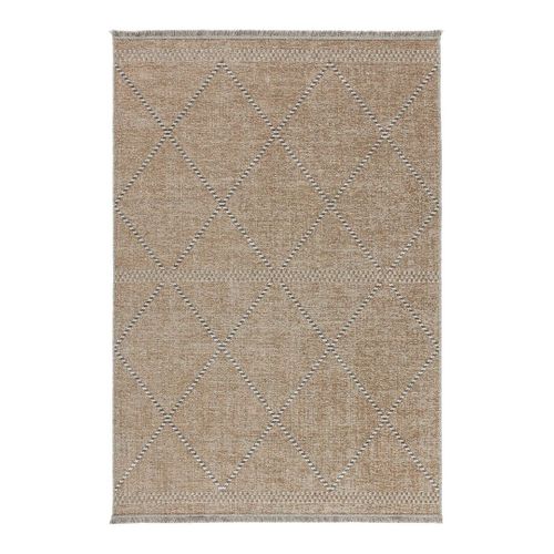 Tapis Berbère Avec Franges Ethnique Laine Et Viscose Kabyle Bronze 240x340