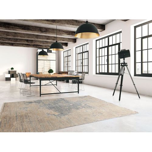 Tapis Abstrait Avec Franges Moderne Beige Streaks Beige 280x380