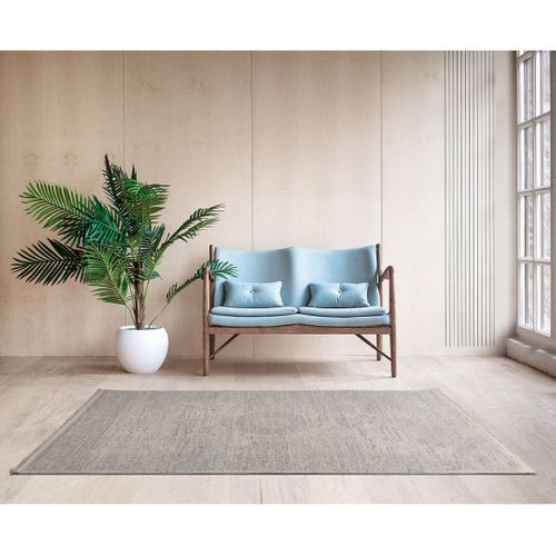 Tapis Vintage Avec Franges Rayé Rectangle Heriz Blanc Cassé 280x380