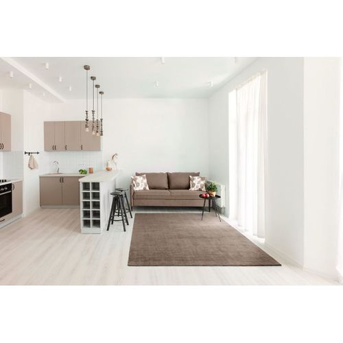 Tapis Tissé Main Nylon Recyclé Uni Moderne Linen Taupe 240x340