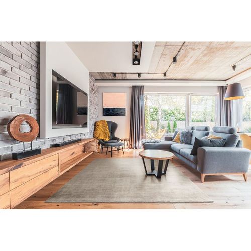 Tapis Tissé Main Nylon Recyclé Uni Moderne Linen Argenté 240x340