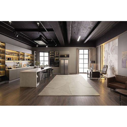 Tapis Laine Tissé Main Moderne Effet 3d Rectangle Jade Blanc Cassé 240x340