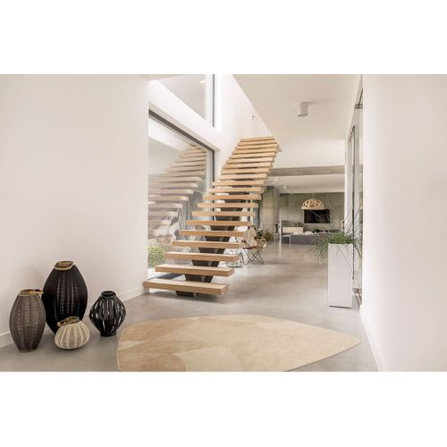 Tapis Forme Pierre Tissé Main Moderne Laine Effet 3d Ester Beige Foncé 200x290