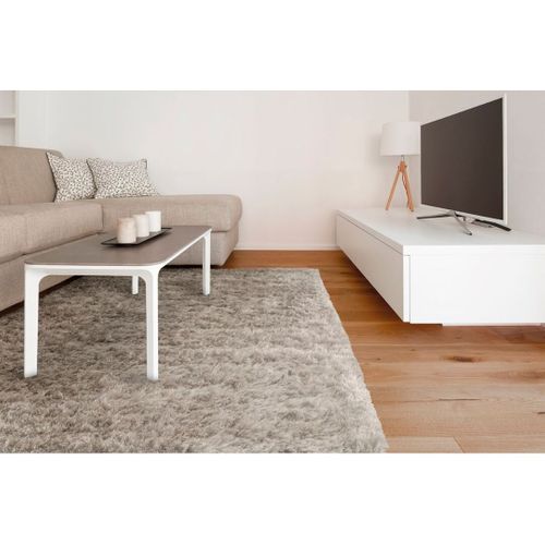 Tapis Longues Mèches Uni Moderne Tissé Main Diamond Taupe 200x290