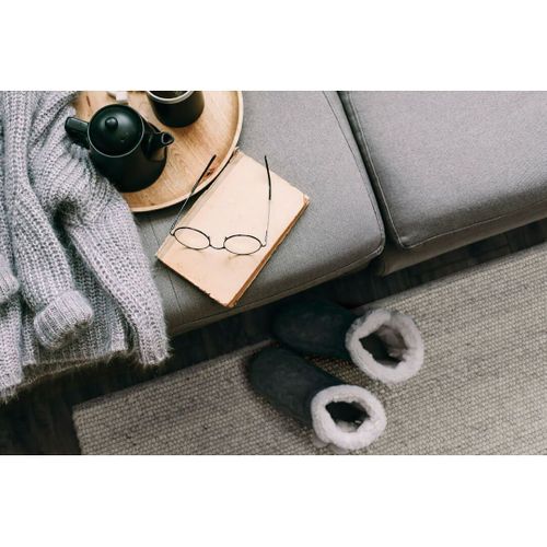 Tapis Tissé Main Moderne Rectangle Uni Mana Argenté 160x230