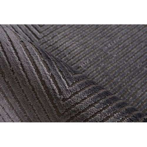 Tapis Moderne Graphique Avec Franges Viscose Et Acrylique Bario Gris 200x290
