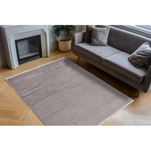 Tapis Moderne Graphique Avec Franges Viscose Et Acrylique Bario Argenté 200x290