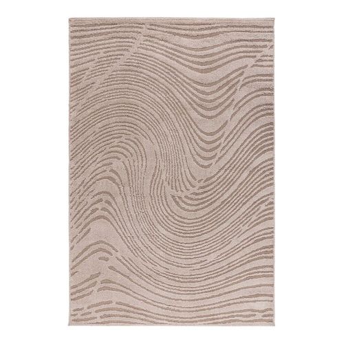 Tapis Argenté Moderne Courbe Effet 3d Baudouin Beige 120x170