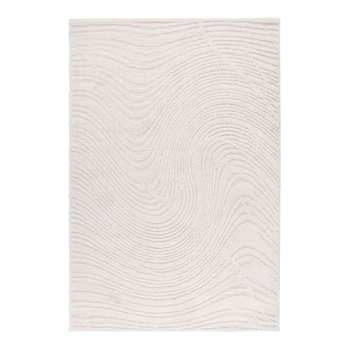 Tapis Argenté Moderne Courbe Effet 3d Baudouin Ivoire 120x170