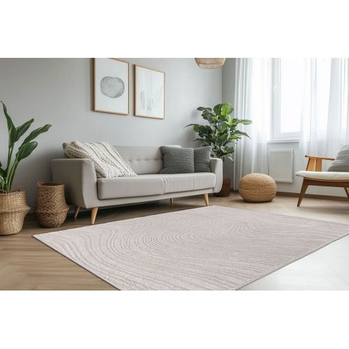 Tapis Argenté Moderne Courbe Effet 3d Baudouin Argenté 80x150