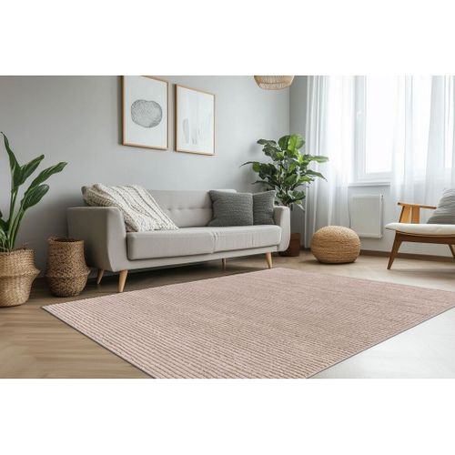 Tapis Motif Rayure Moderne Effet 3d Samena Beige 120x170