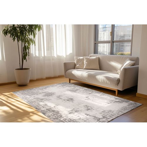 Tapis Moderne Rayé Effet 3d Rectangle Trios Argenté 160x230