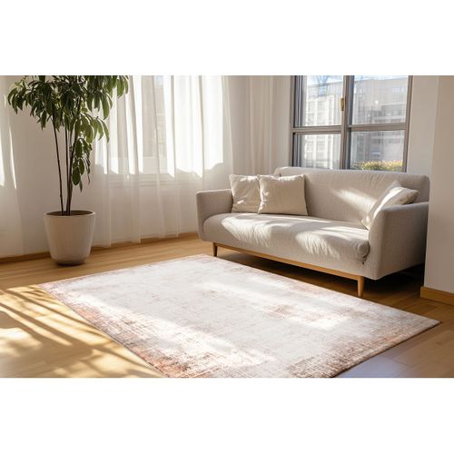 Tapis Moderne Rayé Effet 3d Rectangle Trios Taupe 200x290
